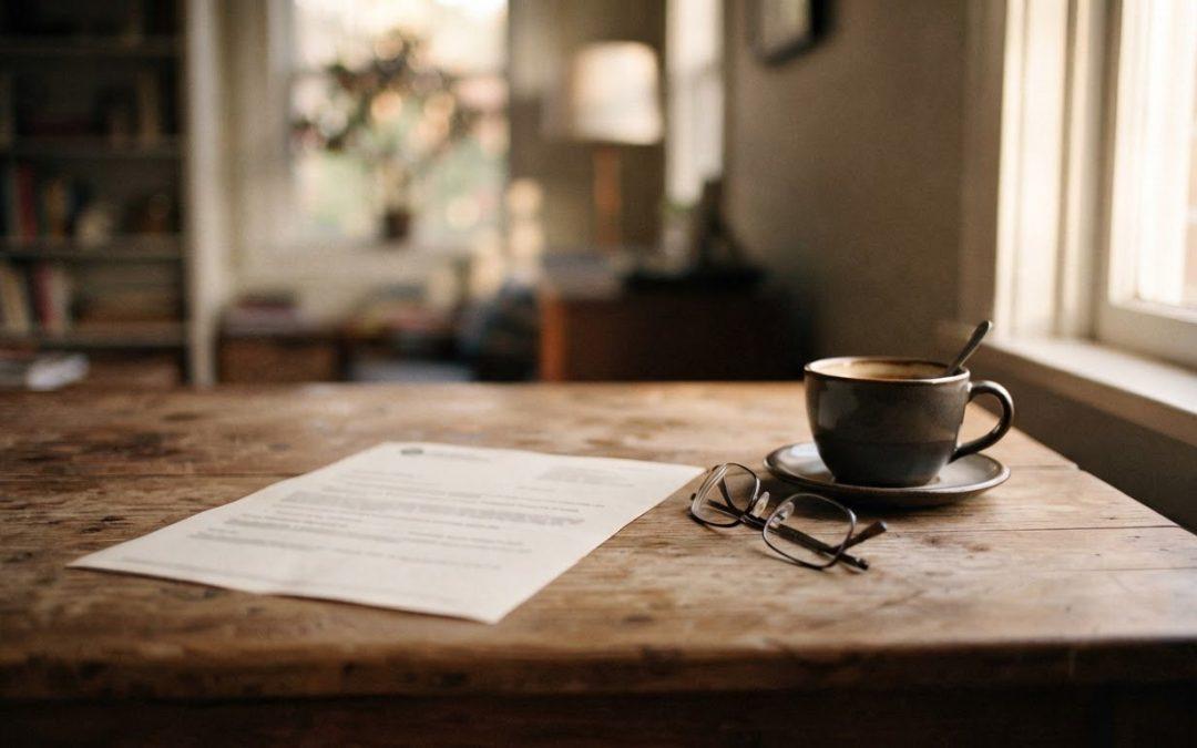 Arbeitszeugnis entschlüsseln: Dokument mit Lesebrille auf einem Schreibtisch